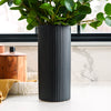 Matte Black Ribbed Vase