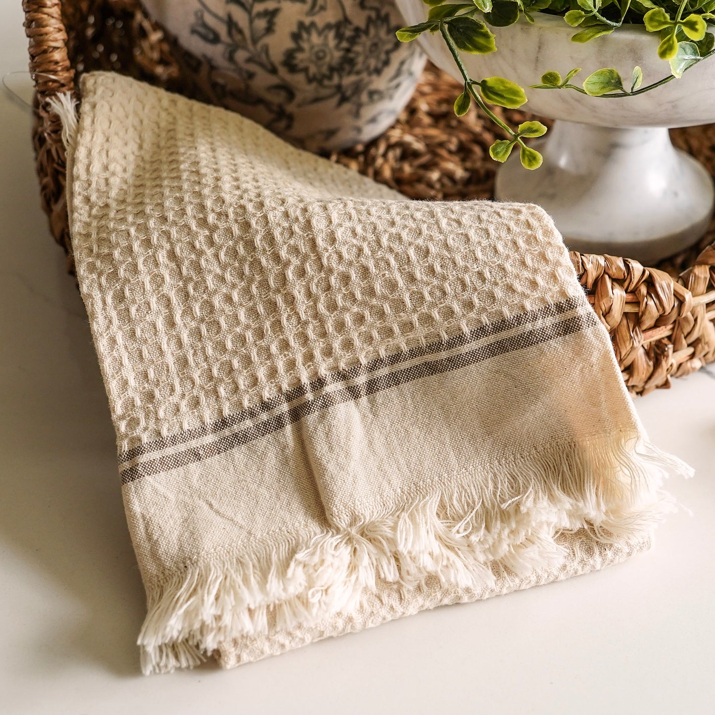 Natural Stripe Towels | Set of 2