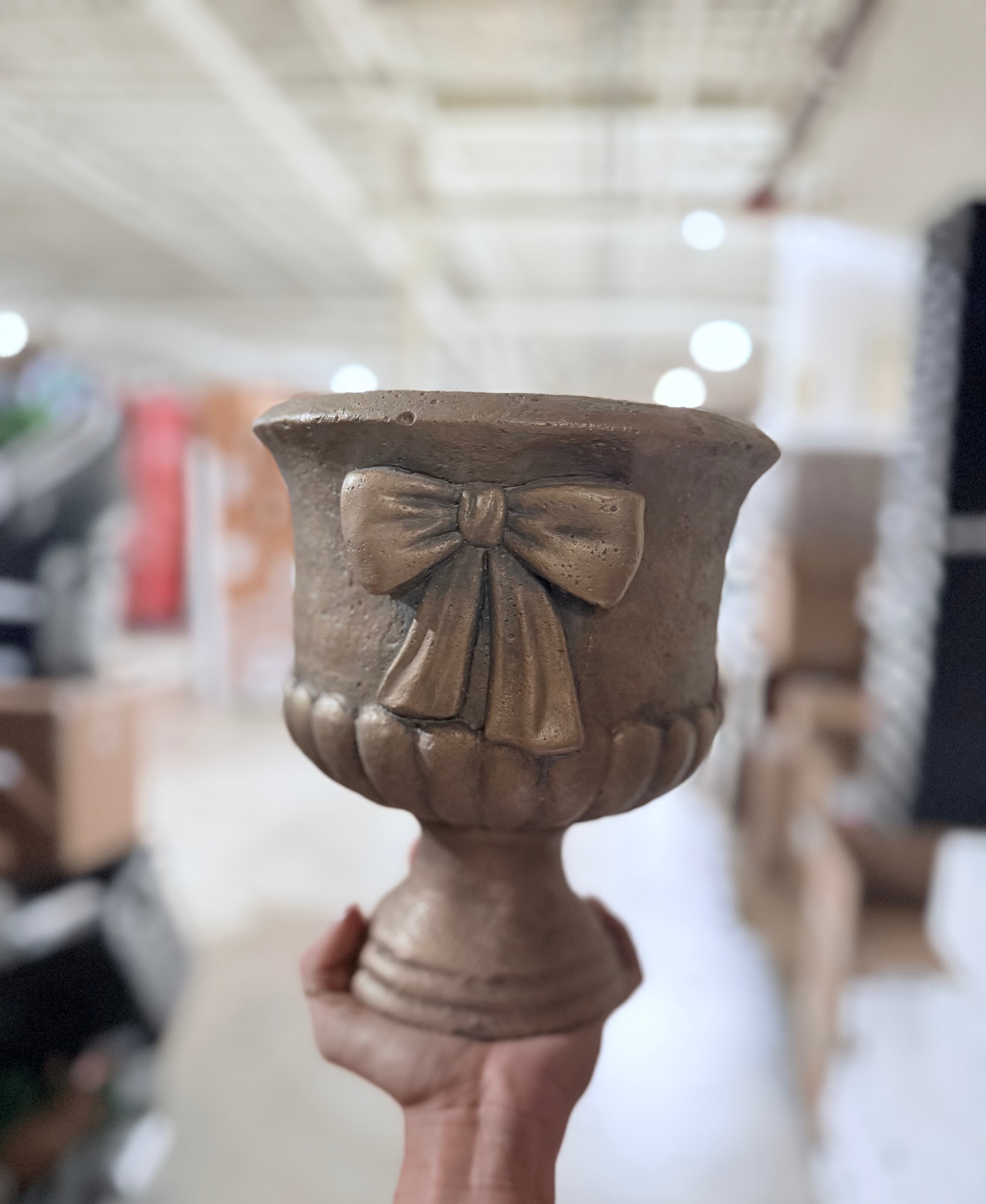 Antiqued Gold Bow Planter | Scratch & Dent