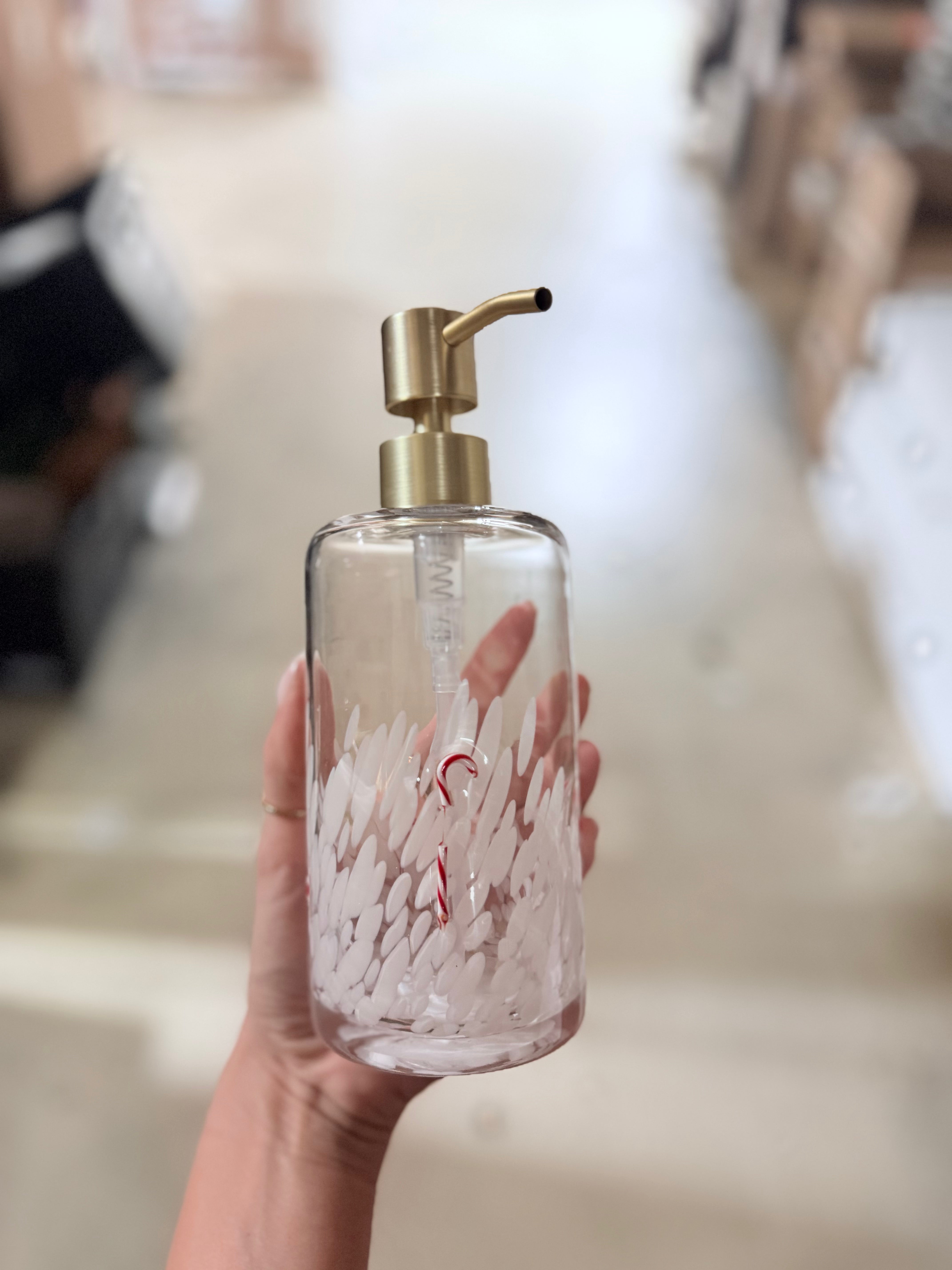 Glass Candy Cane Soap Pump | Scratch & Dent