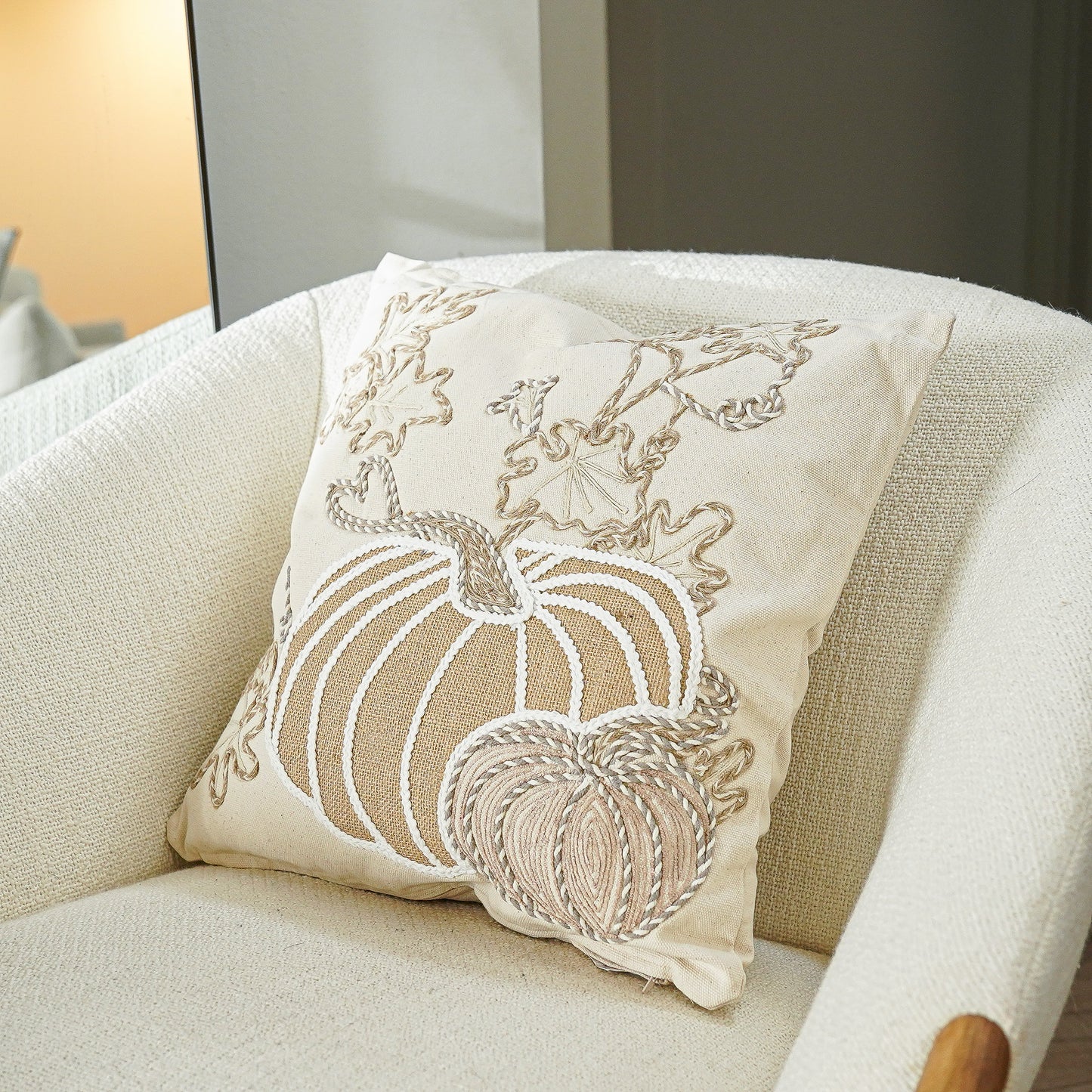 Pumpkin Embroidered Pillow