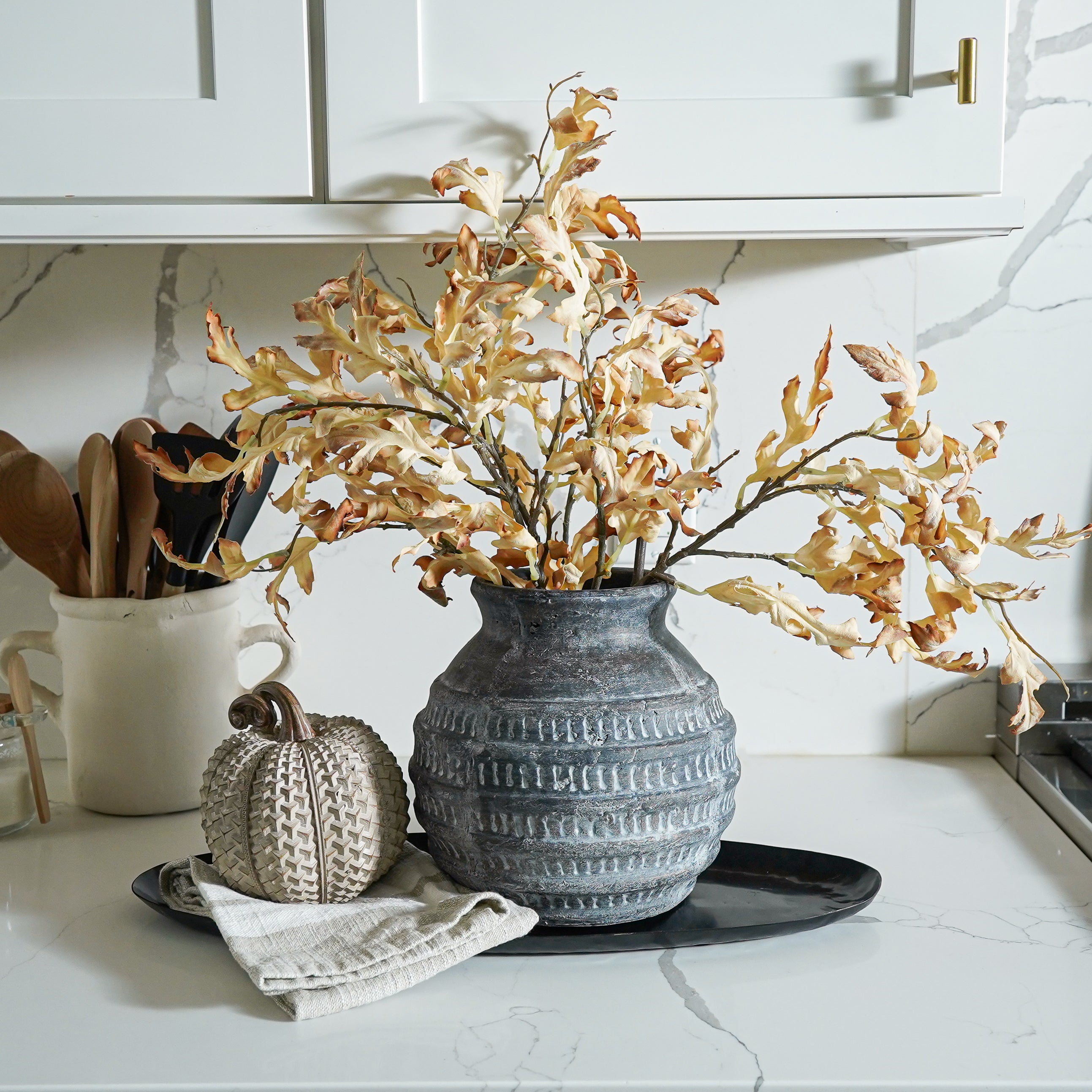 Resin Beige Textured Pumpkin