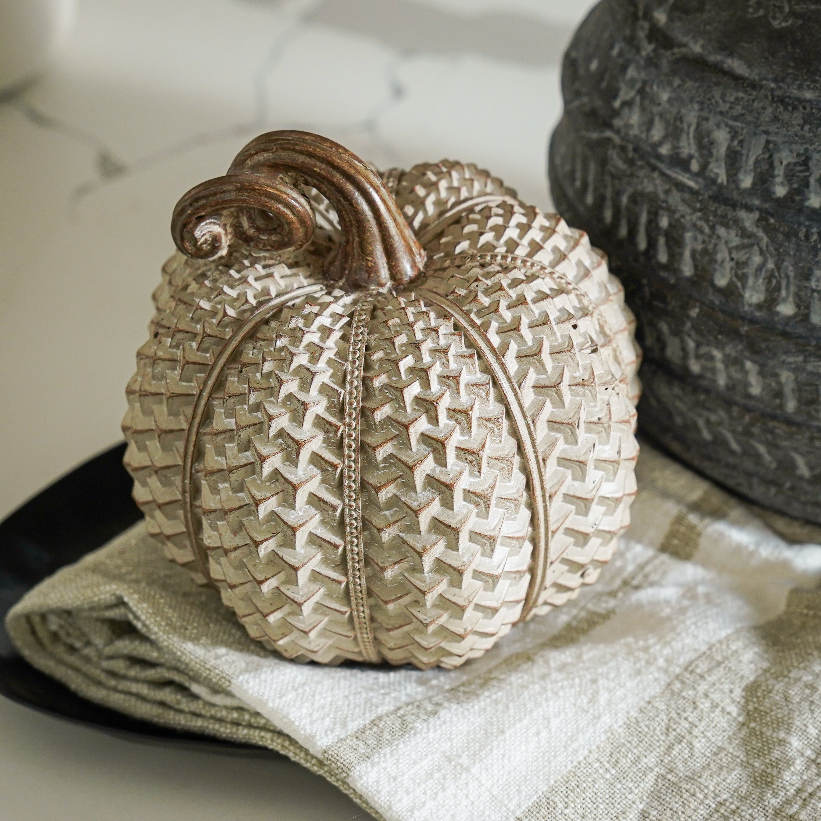 Resin Beige Textured Pumpkin