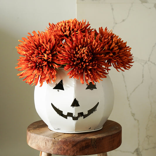 Dried Faux Mum Stem | Orange