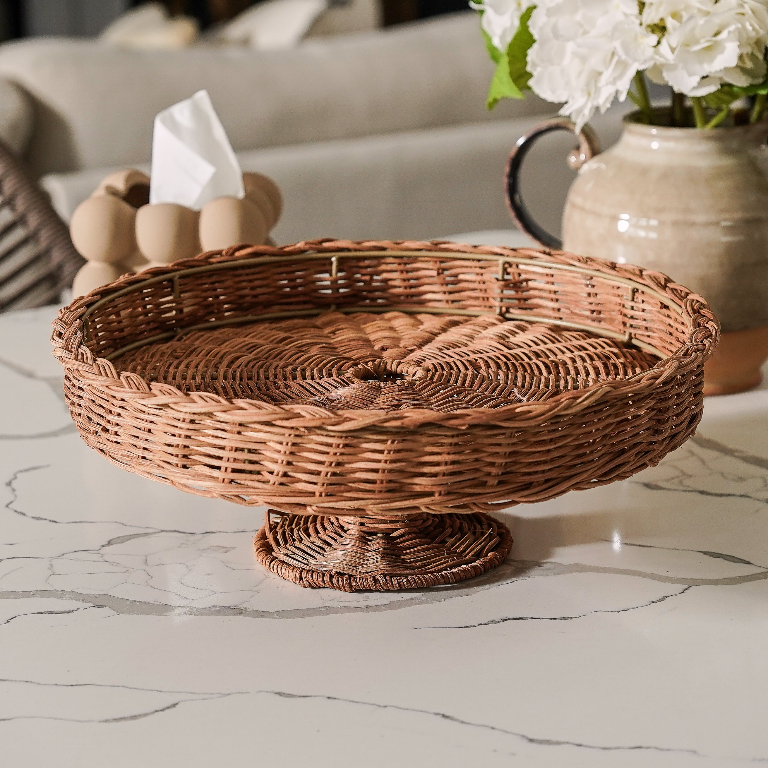 Hand Woven Rattan Pedestal