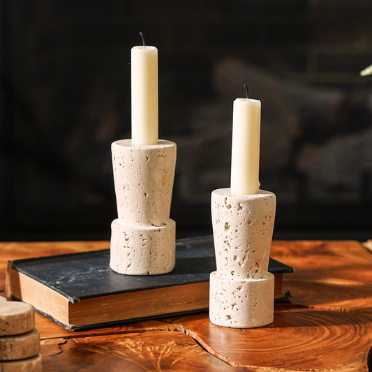 Travertine Taper Holder