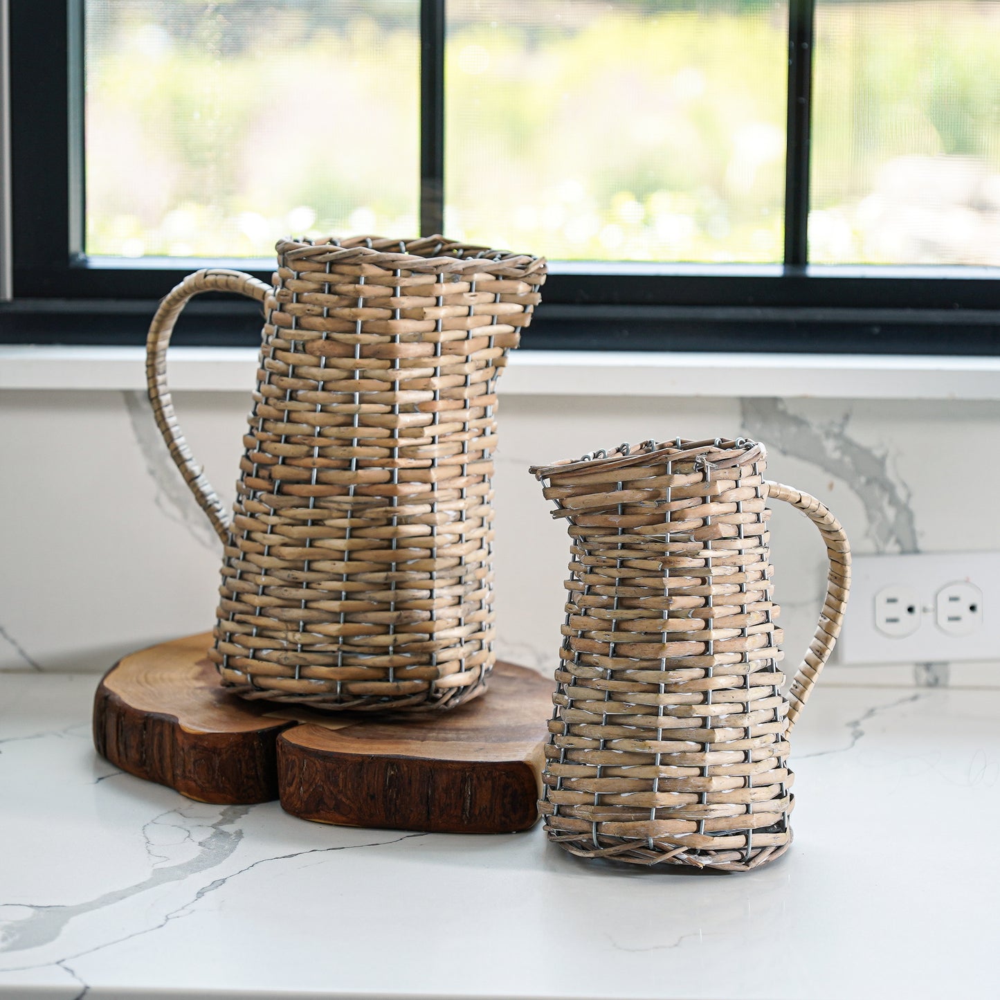 Woven Wicker Pitcher