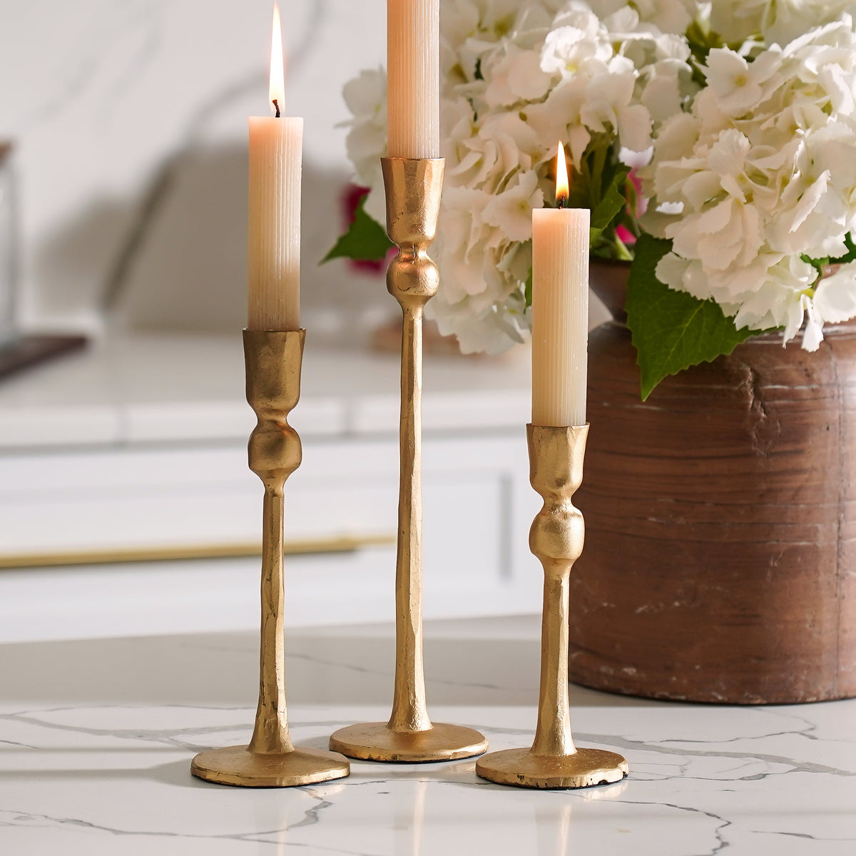 Gold Iron Taper Holder Set
