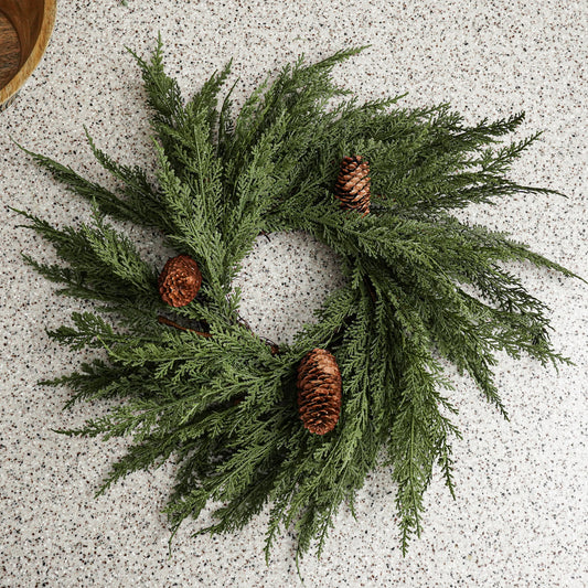 Real Touch Cedar and Pinecone Small Wreath