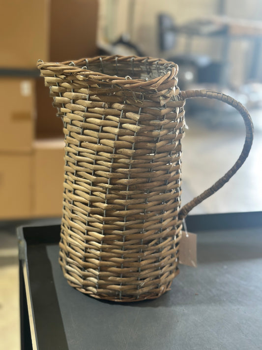 Large Woven Wicker Pitcher | Scratch & Dent