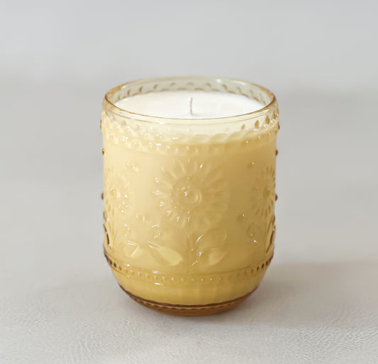 Depression Glass Amber Jar Candle