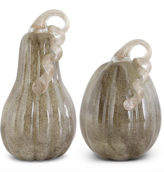 Hand-Blown Glass Pumpkin or Gourd | Neutral Autumn Elegance