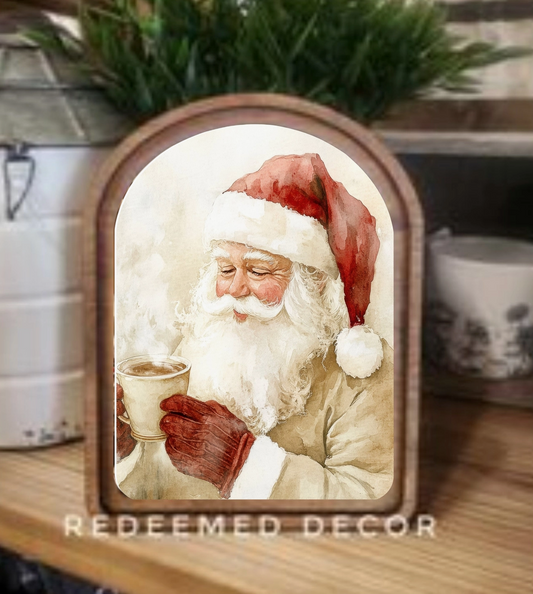 Cocoa Santa Arched Framed Decor | Made in USA | Pre-Order Delayed Shipment