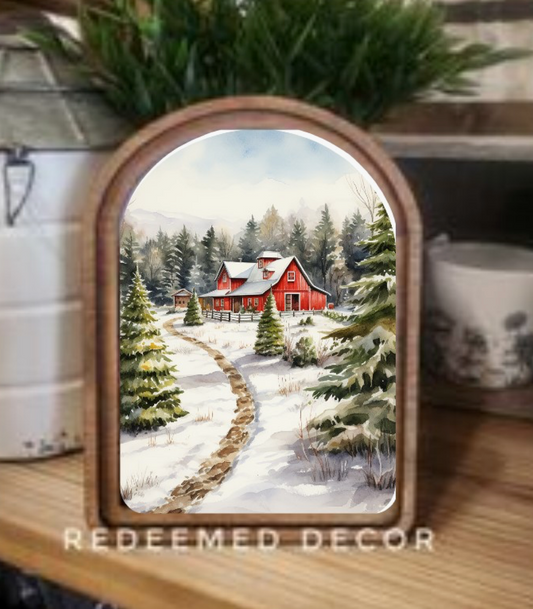 Christmas Tree Farm Arched Framed Decor | Made in USA | Pre-Order Delayed Shipment