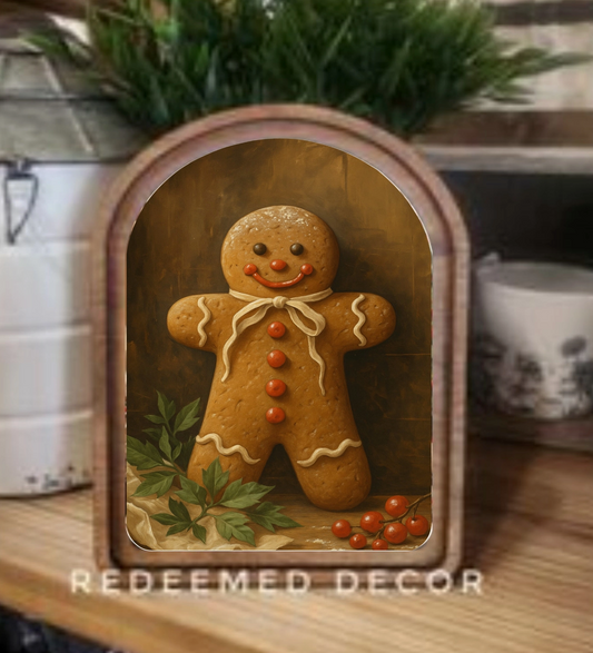 Gingerbread Arched Framed Decor | Made in USA | Pre-Order Delayed Shipment