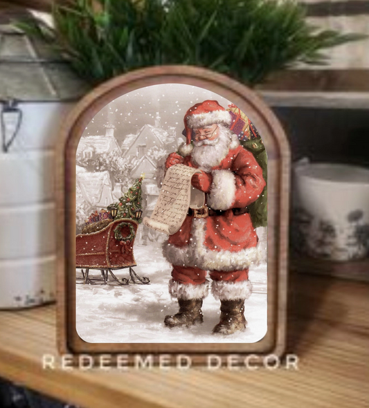 Santa List Arched Framed Decor | Made in USA | Pre-Order Delayed Shipment