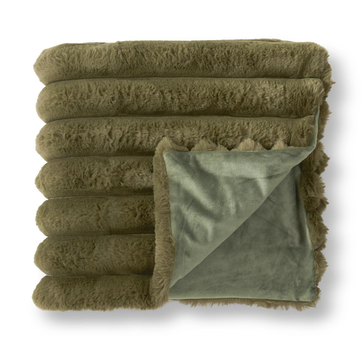 Olive Green Vegan Fur Throw