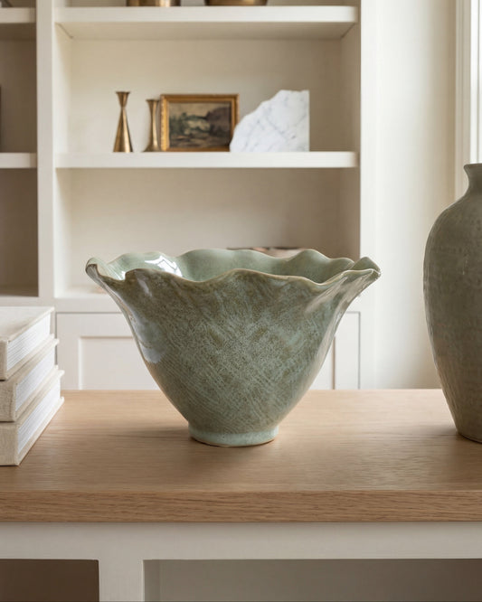 Ruffle Sage Decorative Bowl | Large