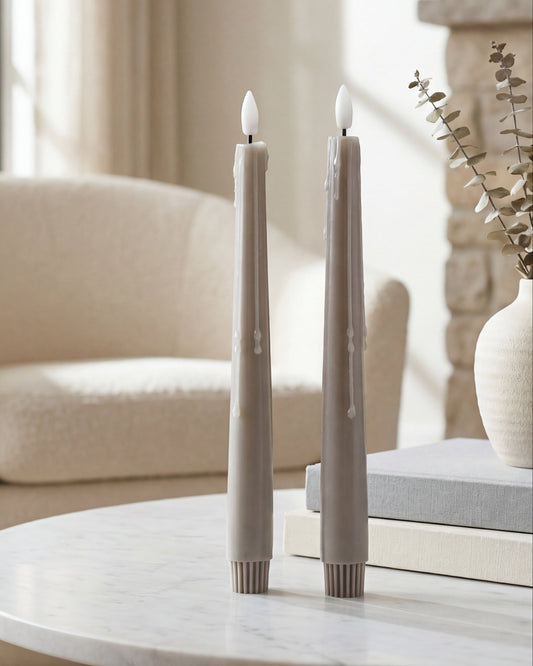 Drip Taper Candle Set | Taupe