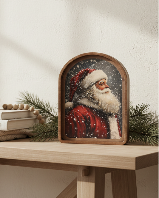 Antique Santa Arched Framed Decor | PRE-ORDER