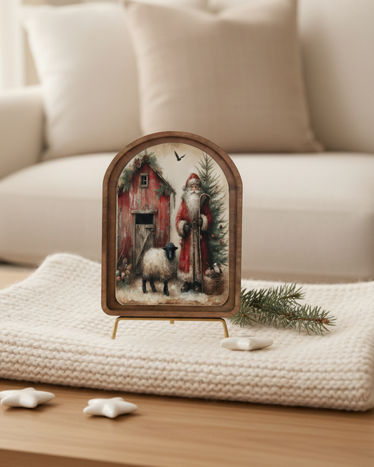 Santa Sheep Arched Framed Decor | PRE-ORDER