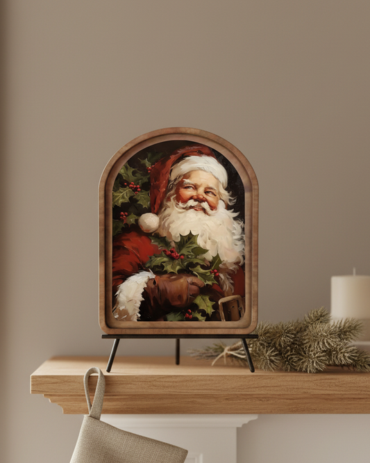 Vintage Santa Arched Framed Decor | PRE-ORDER