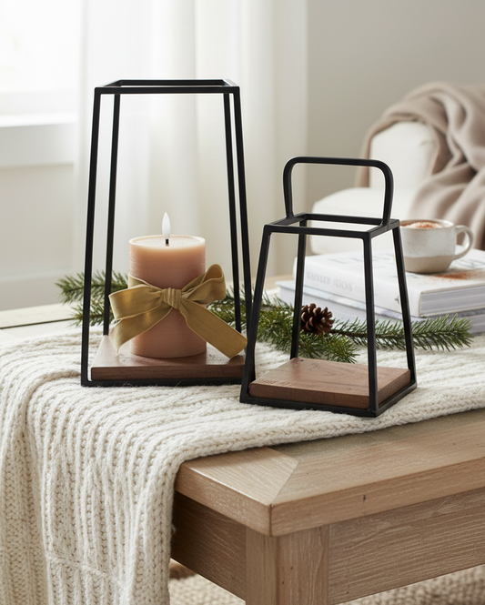 Iron Wood Lantern Display Set