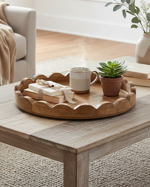 Bentley Scallop Wood Tray