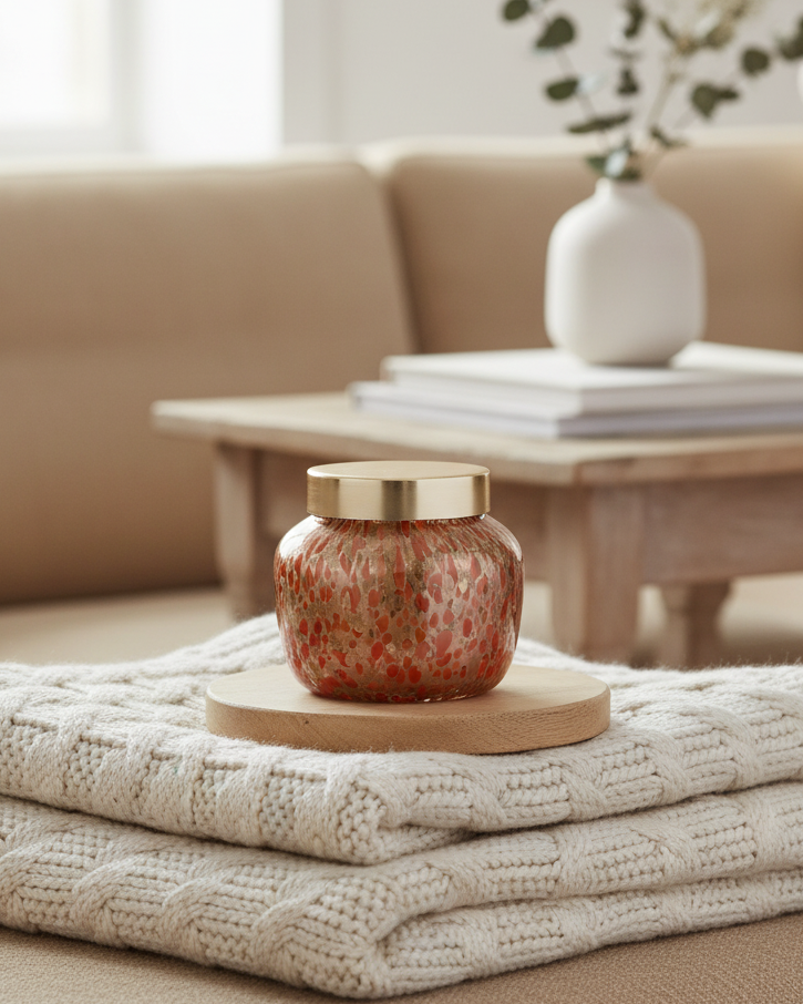 Red and Gold Speckled Candle | Volcano