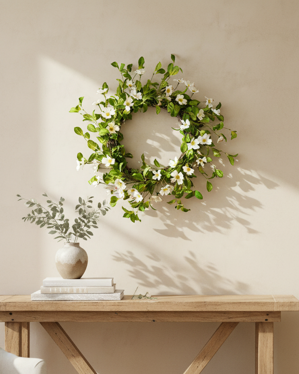 Faux Dogwood Wreath