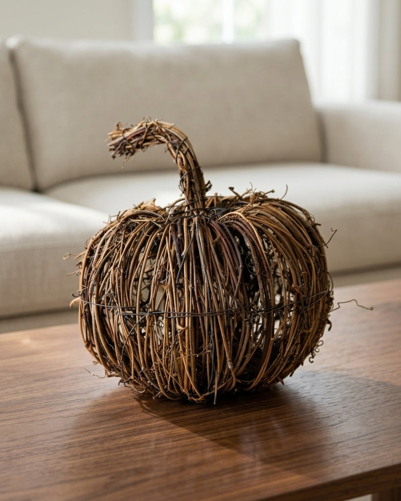 Rustic Twig Pumpkin Decor | Large