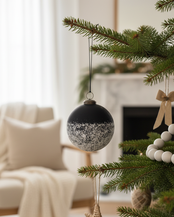 Black & White Frosted Ornament