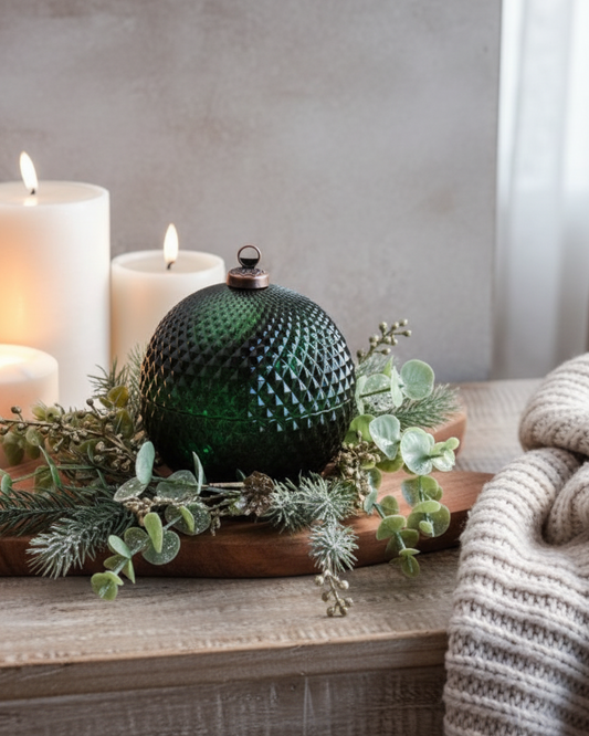 Green Glass Ornament Jar | Diamond