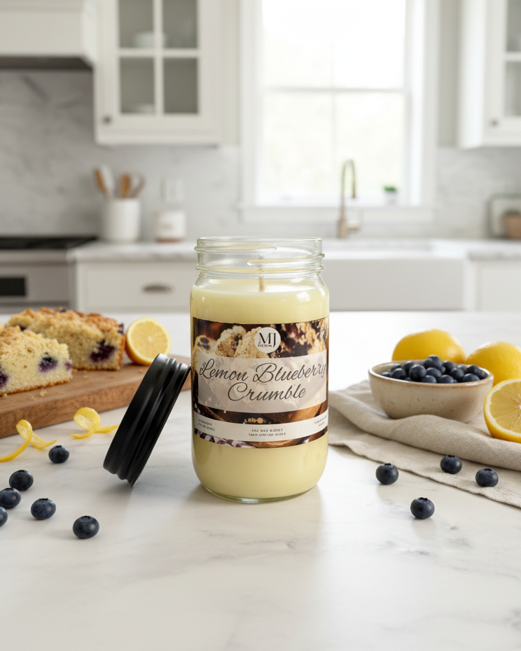 Lemon Blueberry Crumble | Mason Jar Soy Candle